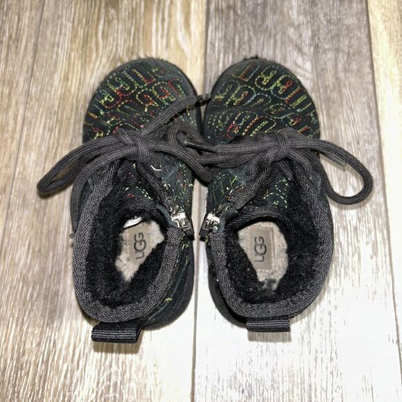 UGG Kids Youth Size 11 Neumel II Boots Shoes LV5 Black Colorful Stitch 1116170T - Picture 8 of 11